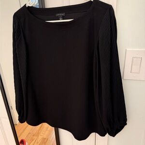 Ann Taylor Black Blouse with Pleated Sleeves